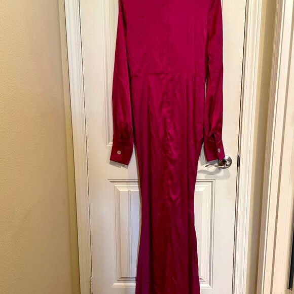 NEW Fashion Nova Queen Moment Satin Maxi Dress SZ 1X Magenta Dressy - Picture 3 of 15